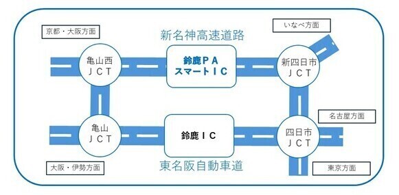 イラスト：車をご利用の場合の高速道路網図