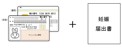 イラスト：マイナンバーカード、妊娠届出書