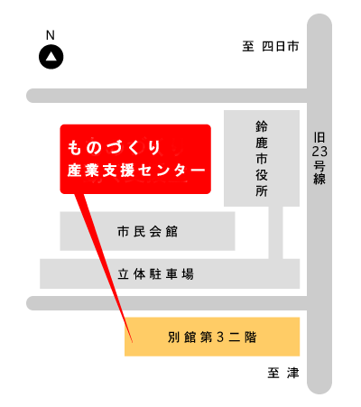 地図：ものづくり産業支援センター周辺