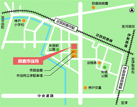 イラスト：市役所周辺の案内図