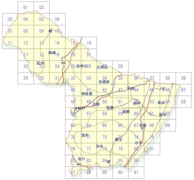 地図：くぼ地マップ（土地の高低差）