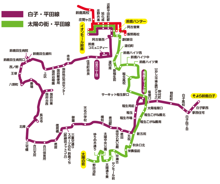 南部地域C-BUS路線図