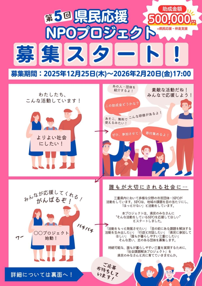 県民応援NPOプロジェクト2026　募集が始まりました。